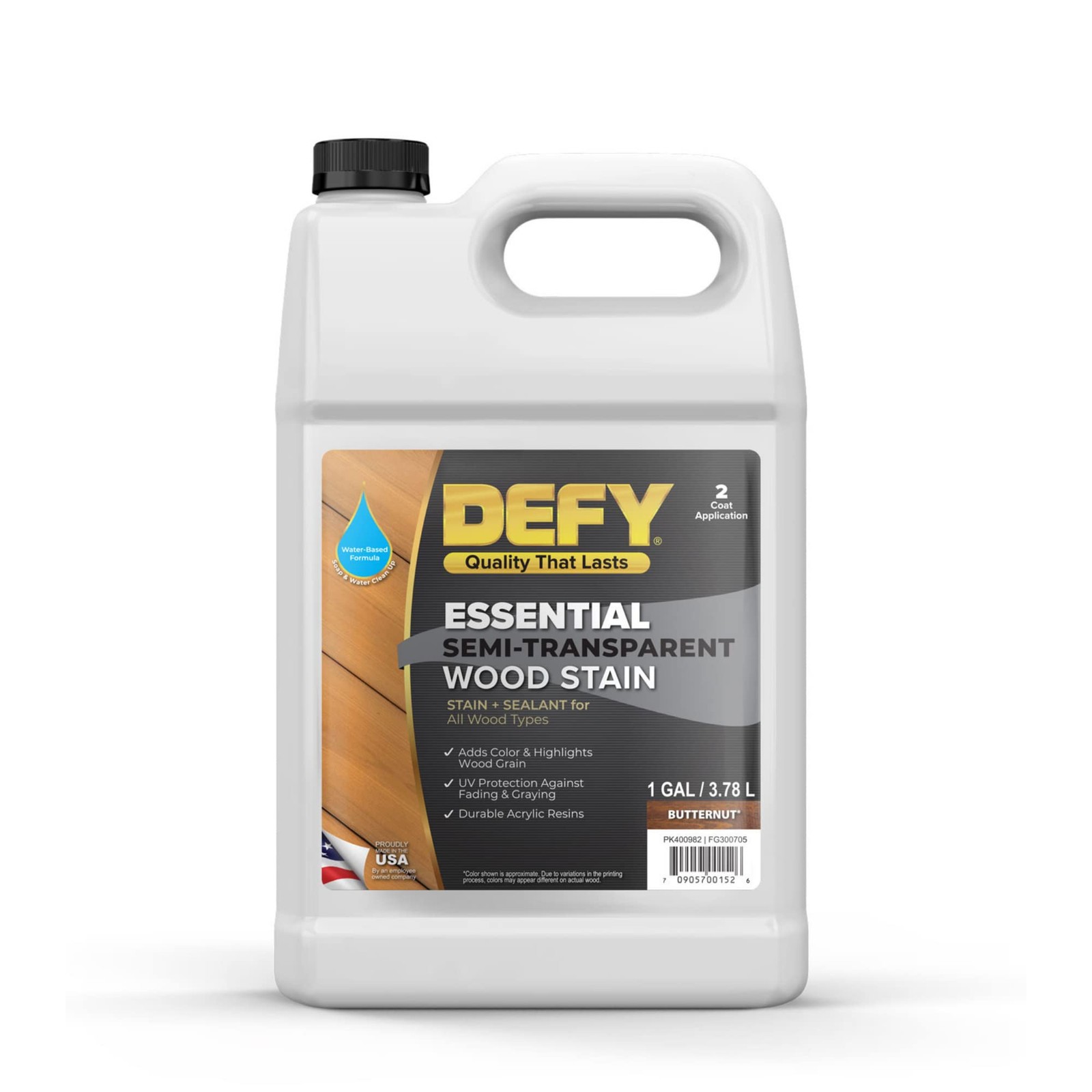 DEFY Essential Semi-Transparent Outdoor Wood Stain and Sealer in One 1 Gallon