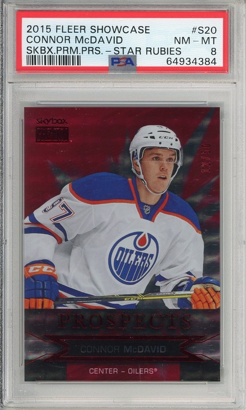 2015 Fleer Showcase Skybox Premium Prospects Star Rubies Connor McDavid /50 PSA