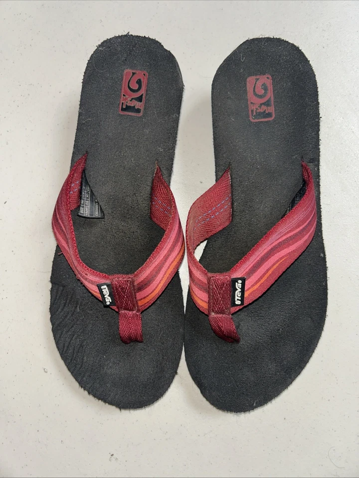 Teva Mujer Mush II Chanclas Sandalia con Correa Rayas Rojas Talla US 8 Mujer Foto 2 de 4