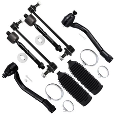 SCITOO 8pcs Front Suspension Kit Inner Outer Tie Rod End w/Boot Stabilizer Ba...