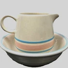 McCoy Vtg  Pink & Blue Creamer #7020 & 6" Pfaltzgraff Small Bowl CLEARANCE