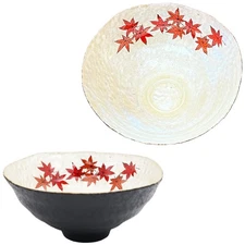 Kasyou Studio Maple Makie Glass Matcha Bowl by Yoshida Kasho Glass Tea Ceremony