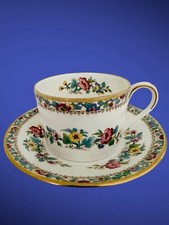 Coalport Ming Rose Bone China Flat Tea Cup  Saucer Set Floral England Vintage