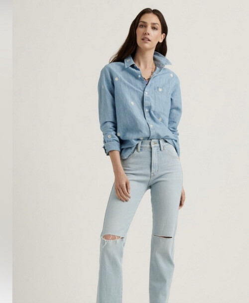 ラッキーブランド Lucky Brand Relaxed Cami レディース シャツ トップス Oil Blue Cotton Oxford shirt dress, light blue | Marina Rinaldi