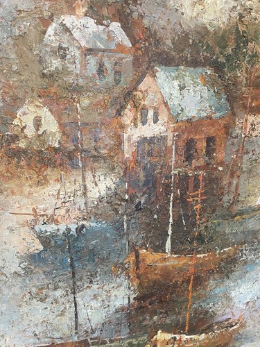 Seascape Oil Painting “Docked Fleet” By Listed Artist Edward Barton (1926-2012) - Picture 3 of 21