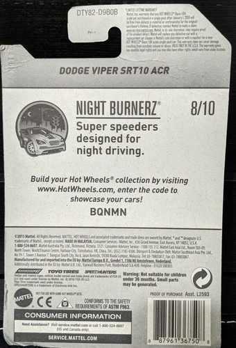RUOTE CALDE 2017 MOPAR DODGE VIPER SRT10 ACR NIGHT BURNERZ 8/10 - Foto 2 di 3