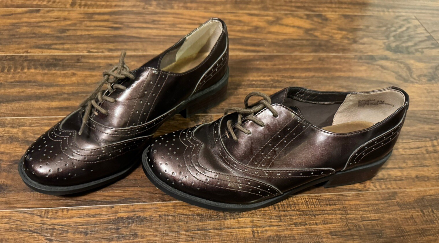 SAOLA Scarpe eleganti Oxford stringate Bass Della da uomo in pelle marrone lucido misura 9 5