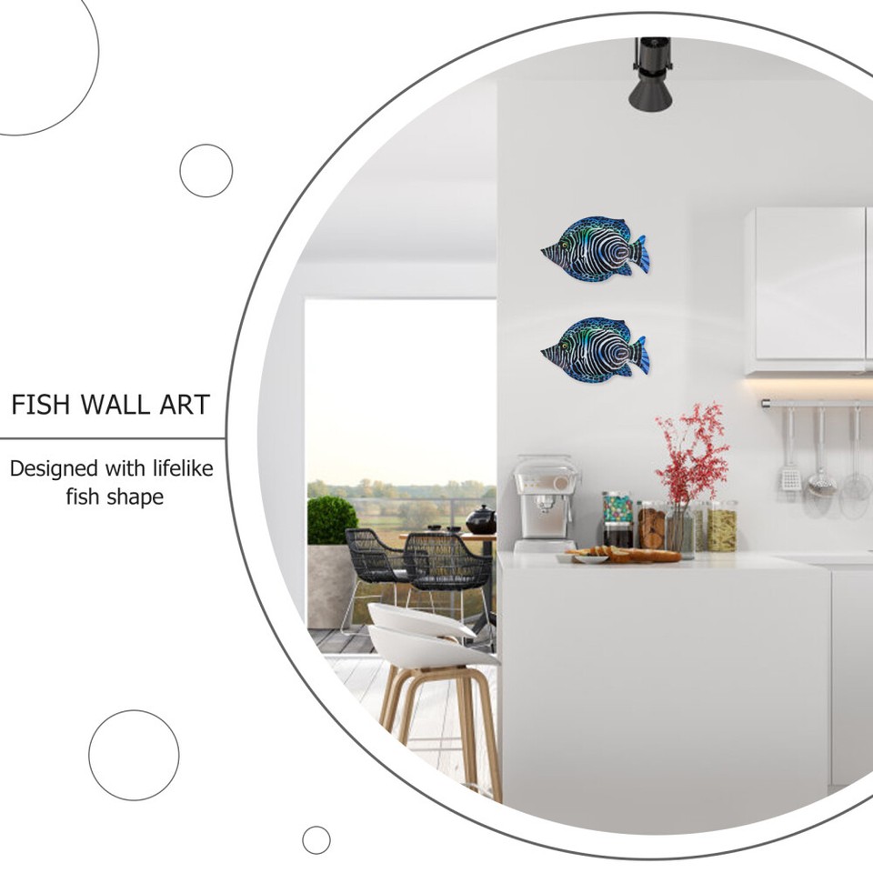 Wrought Iron Fish Wall Hanging Sea Life Art Decorations Coastal