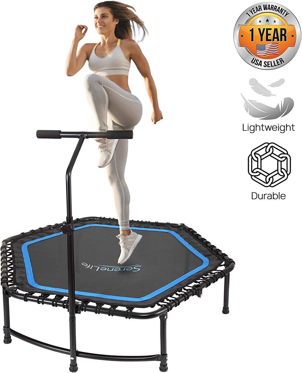 SereneLife 49.6 in Trampoline Portable w Adjustable Handrail Home Use eBay