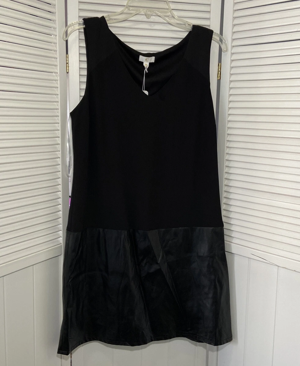 Charming Charlie Womens Dress Sz M Black Sleeveless A Line Faux Leather NWT
