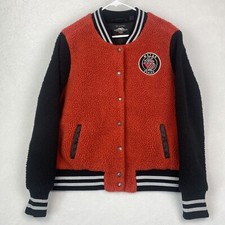 Harley Davidson Sherpa Bomber Jacket Mens Extra Large Red Black Logo Snap On