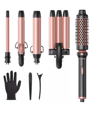 Wavytalk 5 in 1 Curling Wand Set, Dual Voltage Curling Iron Set with 5