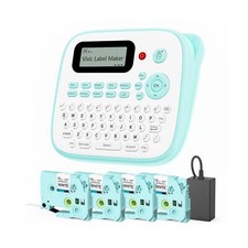Label Maker, D210S Label Maker Machine with 4 Laminated Tapes,12mm Labeler La...
