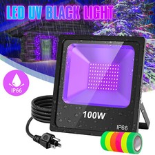 100W Led UV Black Light Glow Party Club Stage Waterproof Flood Light Free Tapes