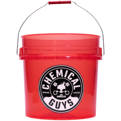 Chemical Guys 4,5 Gallonen Wascheimer transparent Rot mit Logo Wash Bucket