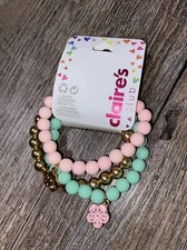 Claire’s club pink mint gold tone bracelet jewelry set nwt easter birthday 