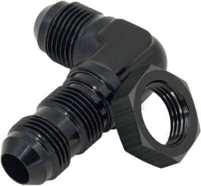 AN10 Male to Male 90 Degree Bulkhead Union Full Flow Fitting Adapter with Nut 