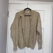 Quill’s Woolen Market Women’s Beige Cardigan, Size Large