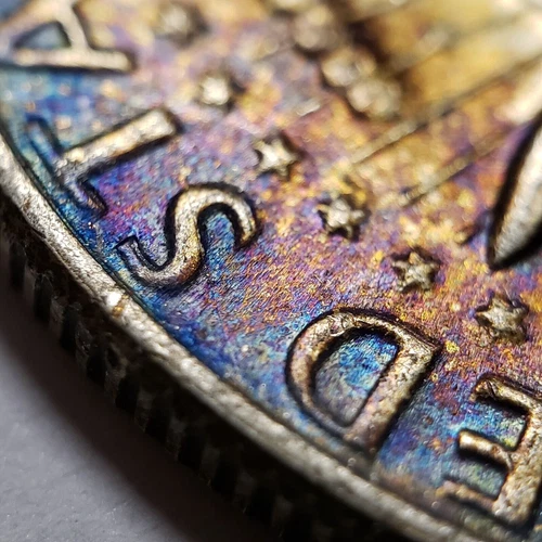 1969-D 50c Kennedy Half Dollar - 40% Silver - Unc - Luster Violet Toning - Y4223