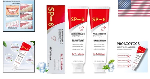 2Pcs Super Probiotic SP-6 Toothpaste, Probiotics Bright White Toothpaste, Sp 6 - Picture 2 of 9