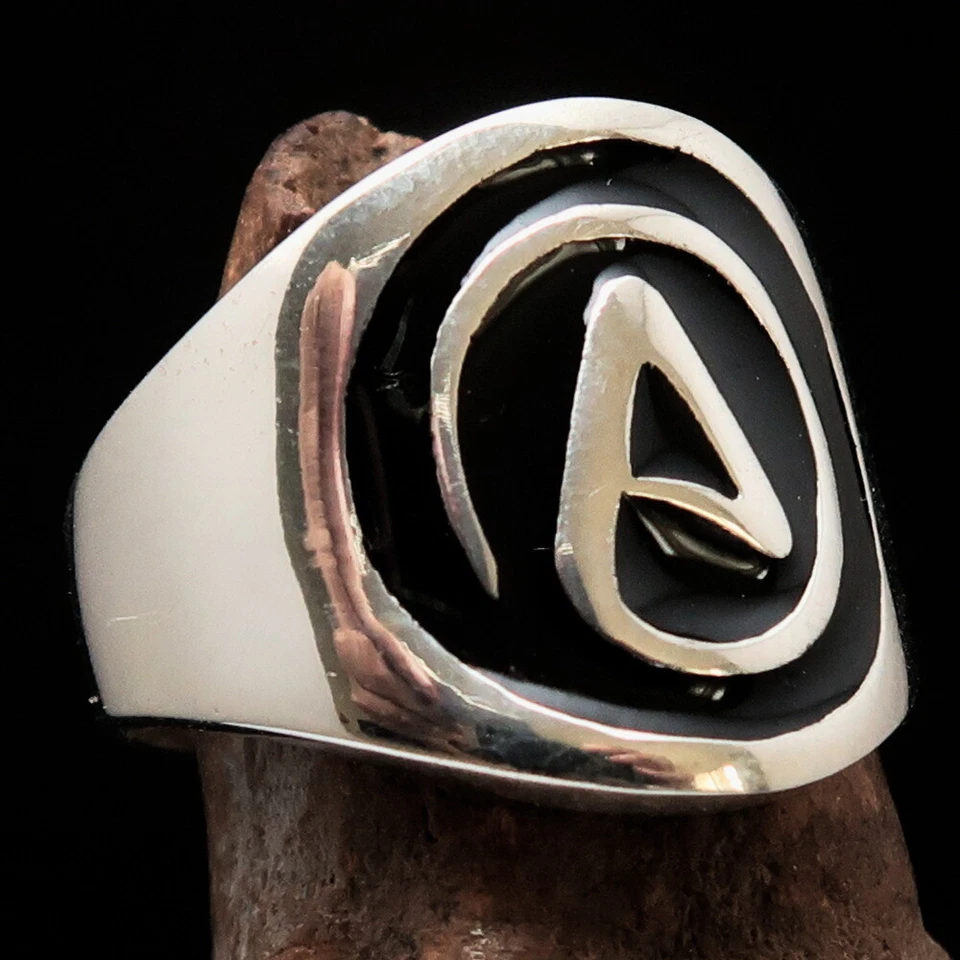 NON BELIEVER STERLING SILVER MENS ATHEIST BIKER RING BLACK SIZE 10.5 - Image 2 of 4