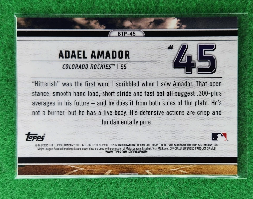 ADAEL AMADOR - 2023  Bowman Chrome TOP 100 - True Orange Refractor # 04/25 - Image 3 of 3