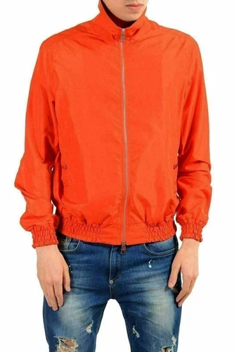 Versace Collection Men's Orange Full Zip Windbreaker Jacket US S IT 48 image 2