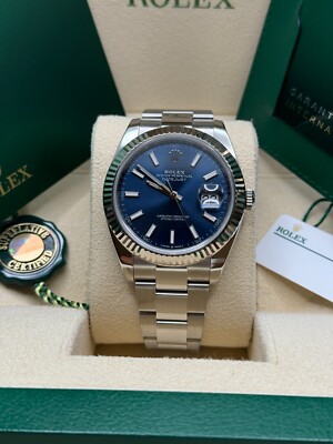 Rolex Datejust 41 NEW 2023 Blue Index Dial Fluted Bezel Oyster Bracelet