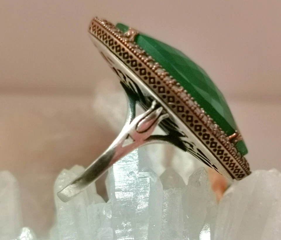 Sehr schöne Ring 925 Silber Zirkon Edelstein Grün - Bild 4 von 4