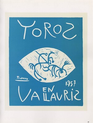 1989 VINTAGE ''TOROS EN VALLAURIS 1957'' PICASSO Color offset Lithograph