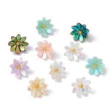 100x Resin Flower Charms Pendants with Golden Plated Loop for DIY Jewelry Making