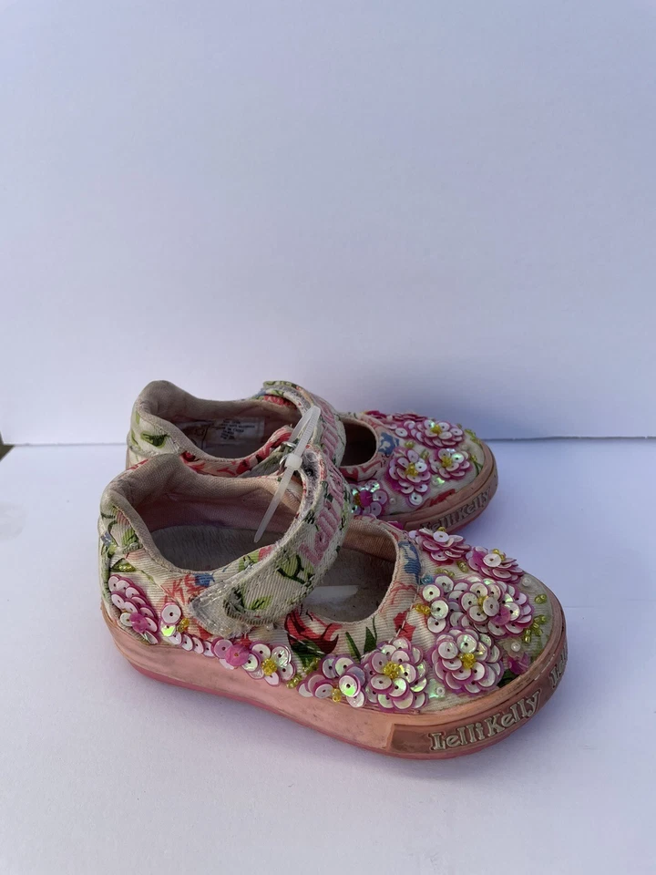 Lelli Kelly Girls Size US5.5 EU21 Sequin Glitter Floral Mary Jane Shoes Sneakers - Image 2 of 4