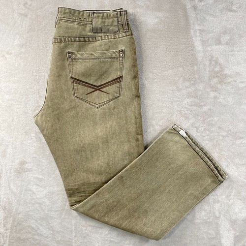 Sean John Jeans Men's Size 36 (35x32) Distressed Soft Loose Denim Olive Green - Picture 9 of 16