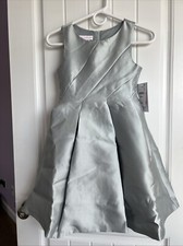 NEW Bonnie Jean Girls Size 8 "PALE GREEN MIKADO" Pleated Satin Ruffle Dress NWT