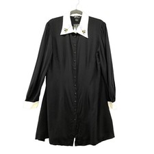 NWT Bright & Beautiful Collared Shirt Dress Size 10 Black Long Sleeve Wednesday