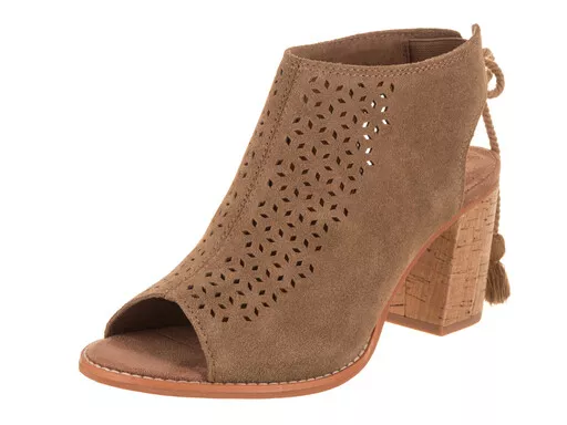 TOMS Women s Elba Sandals Toffee Suede Mosaic Tile Size 5.5 US