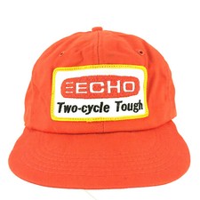 Vtg Echo Two Cycle Tough Patch Cap K-Brand Logo Snap Back Trucker Baseball Hat