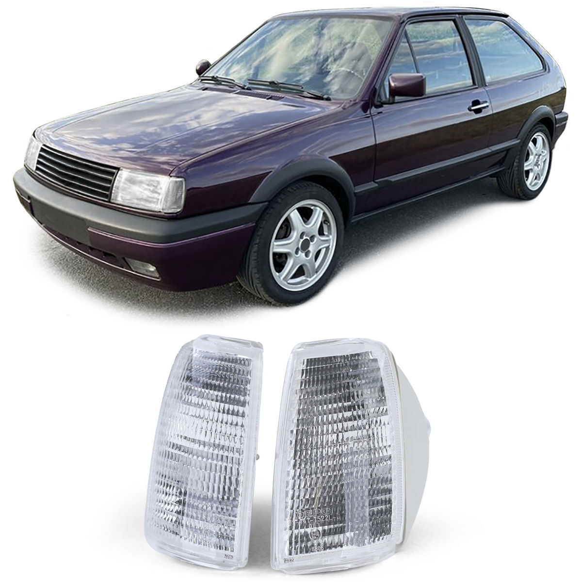 OE Look White Front Turnsignals/ Indicators For VW Polo 86C MK2 90