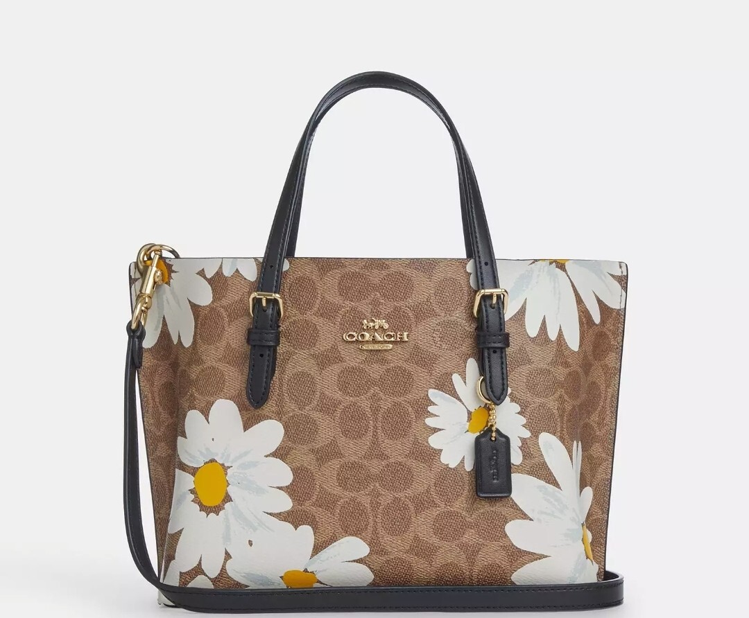【春にピッタリ★Coach★Mollie Tote Bag 25 WithFloral Print】 NWT Coach Mollie Tote Bag 25 In Signature Canvas With Floral