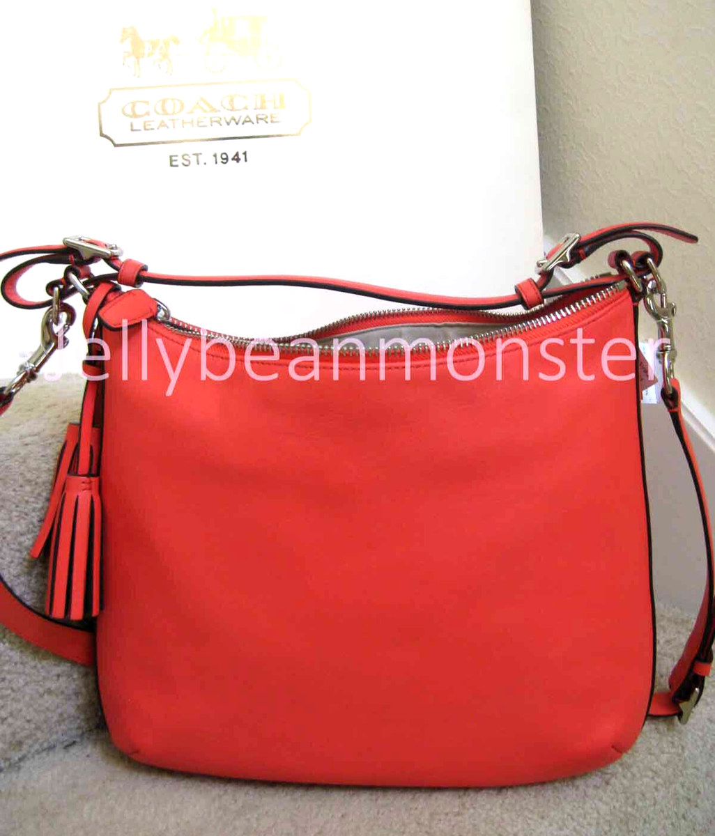 COACH 22381 LEGACY LEATHER COURTENAY HOBO BAG PURSE Bright Coral