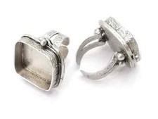 Square blank silver ring setting cabochon mounting adjustable base bezel G26199