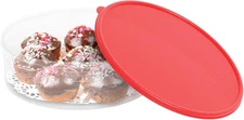 Pie Carrier Cake Storage Clear Container with Red Lid | 10.5" Large Round