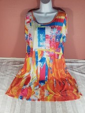 Avenue Womens Plus Size 18/20 Orange White Pink Blue Yellow Studded Knit Dress