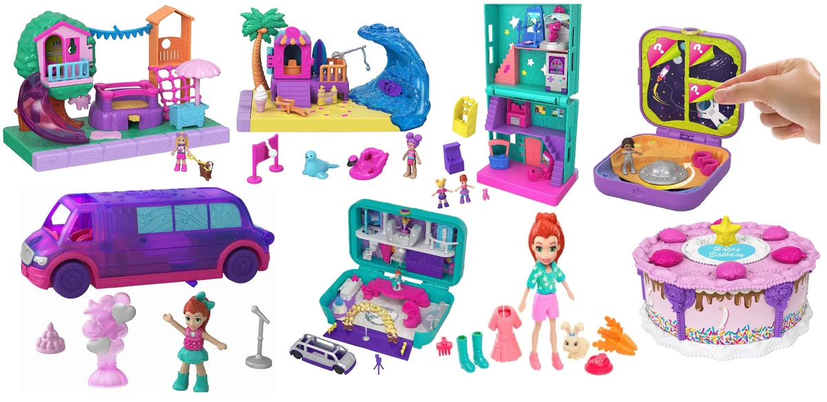 NEW OFFICIAL POLLY POCKET POLLYVILLE PLAYSETS FIGURES AND ACCESSORIES GIFT TOY