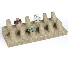 12 Finger Ring Display Modern Burlap Jewelry Ring Display Showcase Display Stand