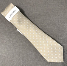 Calvin Klein Men's Neck Tie Diamond Geo Taupe Silk Blend MSRP 69.50