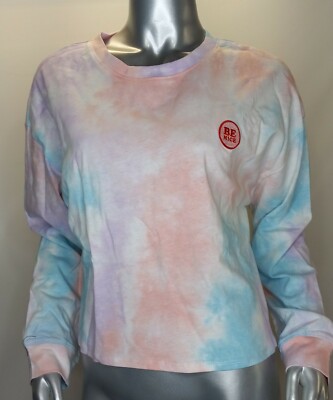 All In Favor Large Crop T Shirt Tie Dye Be Nice  Long Sleeve  Pullover New