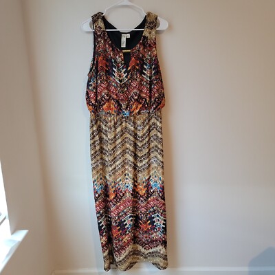Emma And Michele Dress Midi Boho 2x Tank Dress Eclectic Hippie