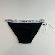 Calvin Klein Swimwear Women UPF50 Bikini Bottom w/ Logo Black XL NWT