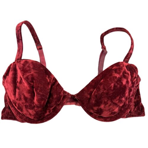 Velvet Red Victoria's Secret Vintage Padded Push Up Bra 36A #5411 - Picture 2 of 7